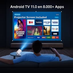 4K Mini Beamer Smart Projector - voor IOS & Android WiFi 6 & Bluetooth 5.4 – Thuisbioscoop – Wit — thumbnail 5