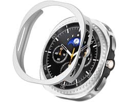 Screen protector - Geschikt voor Samsung Galaxy Watch 8 Classic (46 mm) - Full Cover Hard Case / Beschermend Hoesje - Zilver