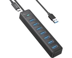 USB Hub 7 Poorts met USB C Voedingspoort - Compatibel met Alle USB Apparaten