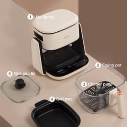 2-in-1 Multifunctionele Airfryer met Plaatfunctie - 4 Liter, 1100W, 8 Kookprogramma's — thumbnail 6