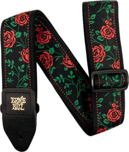 Ernie Ball Classic Jacquard - Gitaarriem - Spanish Rose - Polypropeen - Leren Uiteinden - Zwarte Delrin Gesp - Verstelbaar 104-182 cm - Breedte 5 cm — thumbnail 1