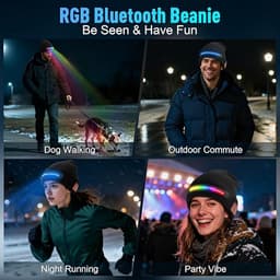 Bluetooth Muts Met LED RGB Licht - Bluetooth 5.4 + USB Oplaadbaar + 4 Lichtmodi - Winter Warm Hoed / Stereo Speaker — thumbnail 2