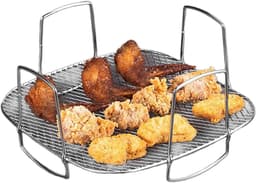 Airfryer-grillrek, Airfryer-rek voor oven - Airfryermand RVS Bakrek - Luchtfriteuserekken, herbruikbare luchtfriteusegrill voor keukenhuishoudens — thumbnail 1