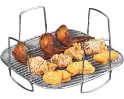 Airfryer-grillrek, Airfryer-rek voor oven - Airfryermand RVS Bakrek - Luchtfriteuserekken, herbruikbare luchtfriteusegrill voor keukenhuishoudens