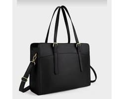 Handtas Shopper Dames Grote Zwarte Handtas Lederen Schoudertas Werktas Grote Laptop Business School Tas 15,10 Inch