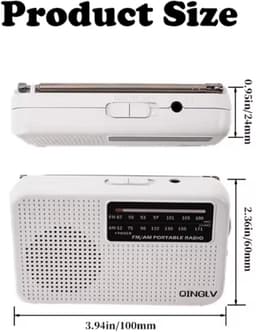 QINGLV - Kleine Radio op Batterijen - AM/FM - Kleur: Blauw - Perfect voor Noodpakket - Werkt op AA-batterijen - Draagbare Noodradio voor Rampen — thumbnail 2