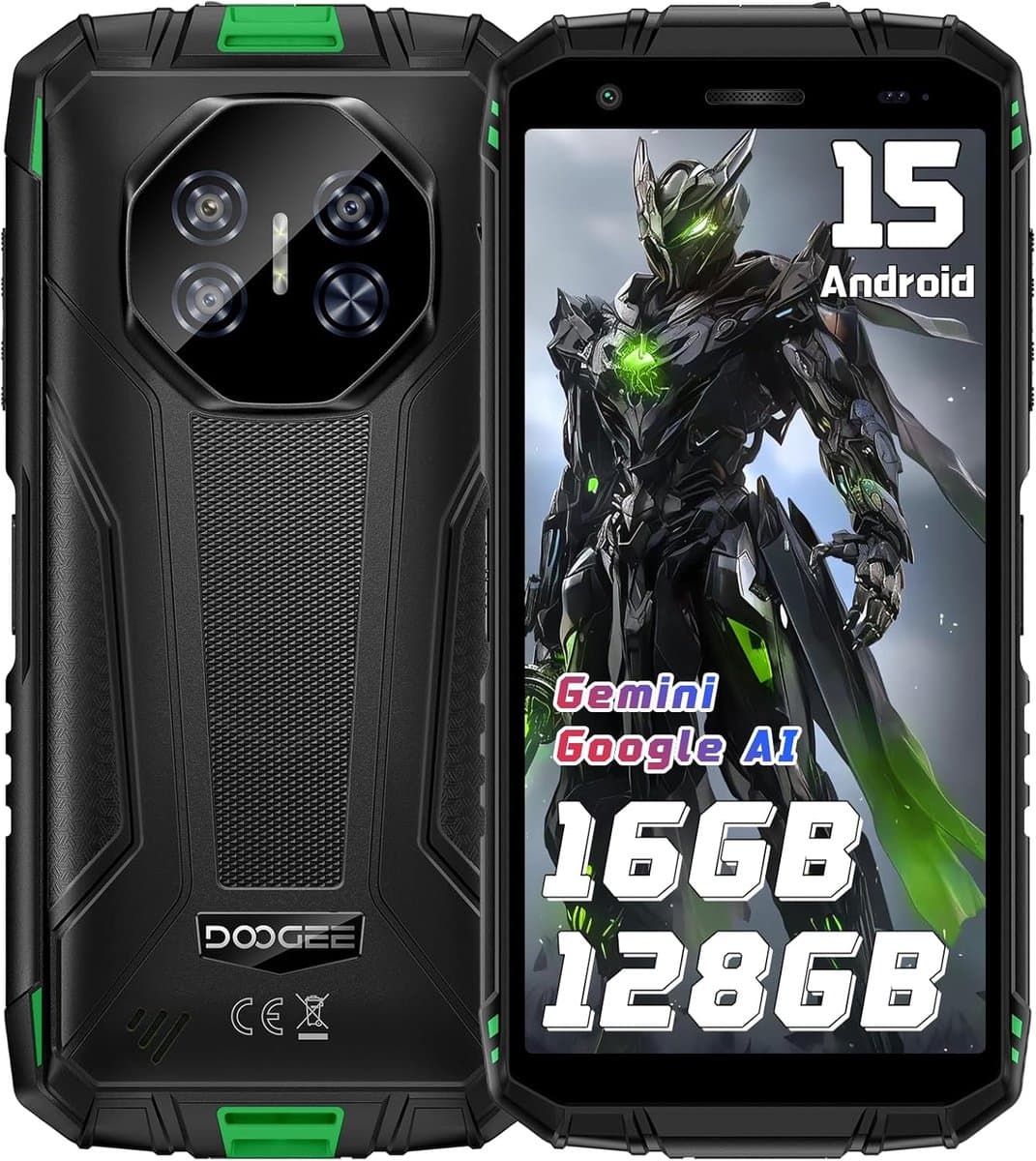 DOOGEE Fire 3 Pro 4G - Robuuste Smartphone - Outdoor telefoon - 16 GB RAM+128 GB/2TB TF - Android 15 - 8350 mAh/18 W - 5,5 inch HD+ - Gemini AI - NFC - GPS - Face ID - Vingerafdrukscanner - Groen — afbeelding 1