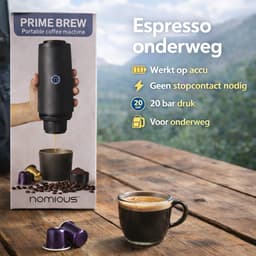 Nomious Prime Brew Draagbare Espressomachine – Zelfverwarmend Koffiezetapparaat voor Onderweg, Camping & Camper – Geschikt voor Nespresso® Capsules en Gemalen Koffie – USB-C Oplaadbaar — thumbnail 3