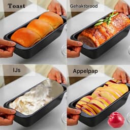 2 stuks roestvrijstalen broodbakvormen - 19x9x6cm - Kleine broodbakvorm - Cakebakvorm - Rechthoekig - Met antiaanbaklaag - Geschikt voor oven en Ninja airfryer — thumbnail 4