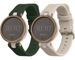 kwmobile 2x horlogebandjes geschikt voor Garmin Lily Sport bandje - Smartwatch bandjes van TPU - Activity tracker horloge band in donkergroen / beige