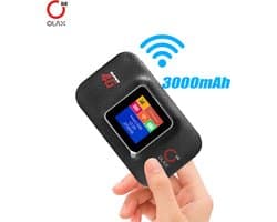 Olax MIFI Router - Draagbare Mobiele Wifi HotSpot met Kleurenscherm - Portable MiFi Router - Werkt met Simkaart - tot 10 Apparaten - 3000mAh - 9.9x5.9x1.6 cm - Zwart