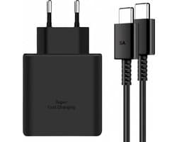 USB C Snellader 45W + USB-C Kabel 1M 5A - Geschikt voor al jouw USB-C Apparaten - Oplader - Fast Charger - Snellader - Universeel - USB-C-Adapter - USB Stekker - Zwart