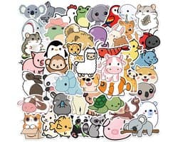 Jumada's - 50 Schattige Dieren Stickers - Koala, Schilpad, Olifant, Leeuw - Laptop, Koffer, Bullet Journal, Planner Stickers - Voor Kinderen & Volwassenen - Stickervellen & Plakstickers