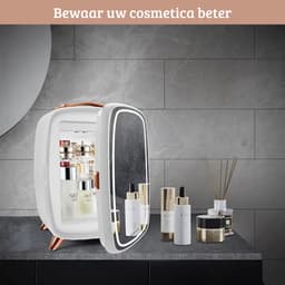 Skincare Beauty Fridge – Mini Koelkast – Minibar – 6 Liter – Slaapkamer – Stijlvol – Met LED Spiegel – Wit — thumbnail 2