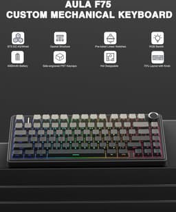 AULA F75 Pro - Draadloze Gaming Toetsenbord - Mechanisch - Zij Bedrukte toetsen - Gasket - Hot Swap - Tri mode - QWERTY Toetsenborden- 80 Keys - Zeerif zwart — thumbnail 10