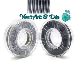Moonlit Obsidian 3D Print Filament | Vera's Arts & Dice | Zilver & Zwart | 1kg | 1.75 mm | PLA | Duo Kleur Filament | Dual Colour Filament Silver & Black | 3D Printing Filament | 1000 gram | Plastic | Multicolor