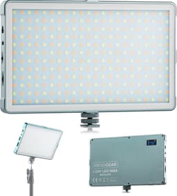 MOJOGEAR Lumi Bicolor LED-lamp XL - 18.5W - Stevig metaal - 10.000 mAh batterij - Wit/geel licht - Krachtige cameralamp / studiolamp / videolamp - Grijs — thumbnail 1