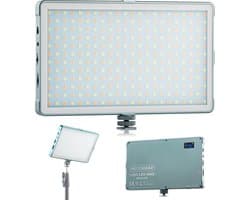 MOJOGEAR Lumi Bicolor LED-lamp XL - 18.5W - Stevig metaal - 10.000 mAh batterij - Wit/geel licht - Krachtige cameralamp / studiolamp / videolamp - Grijs
