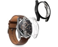 kwmobile 2x smartwatch hoes geschikt voor Huawei Watch GT 3 (46mm) hoesje - Siliconen sporthorloge cover - Activity tracker case in transparant / zwart