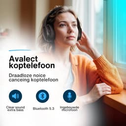 Avalect 2024 ClarityPro Draadloze Koptelefoon - Noise Cancelling - Bluetooth verbinding - Over-ear - Hoofdtelefoon - Active Noise Cancelling - Zwart — thumbnail 2