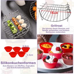 Airfryer Accessoires 4-delige bakset geschikt voor Philips Essential 41 L HD9252/HD9200 - siliconen bakvorm, grillframe, muffinvormpjes — thumbnail 4