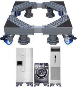 Onderstel voor wasmachine met wielen, wasmachinebasis met 4 poten + 4 wielen, verstelbare mobiele houder voor wasmachine, droger en koelkast, instelbare lengte 41 tot 64 cm — thumbnail 1