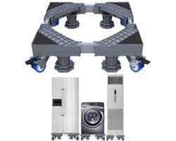 Onderstel voor wasmachine met wielen, wasmachinebasis met 4 poten + 4 wielen, verstelbare mobiele houder voor wasmachine, droger en koelkast, instelbare lengte 41 tot 64 cm