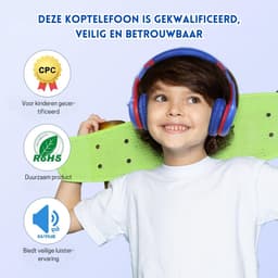 StayPowered Bluetooth Hoofdtelefoon voor Kinderen - Veilig en Kwalitatief Geluid - 85/94 dB Volumeregeling - 40 Uur Batterij - HD Microfoon - Opvouwbaar en Verstelbaar - Snelle Bluetooth 5.4 - Blauw/Rood - Levering Sneller dan Aangegeven! — thumbnail 2