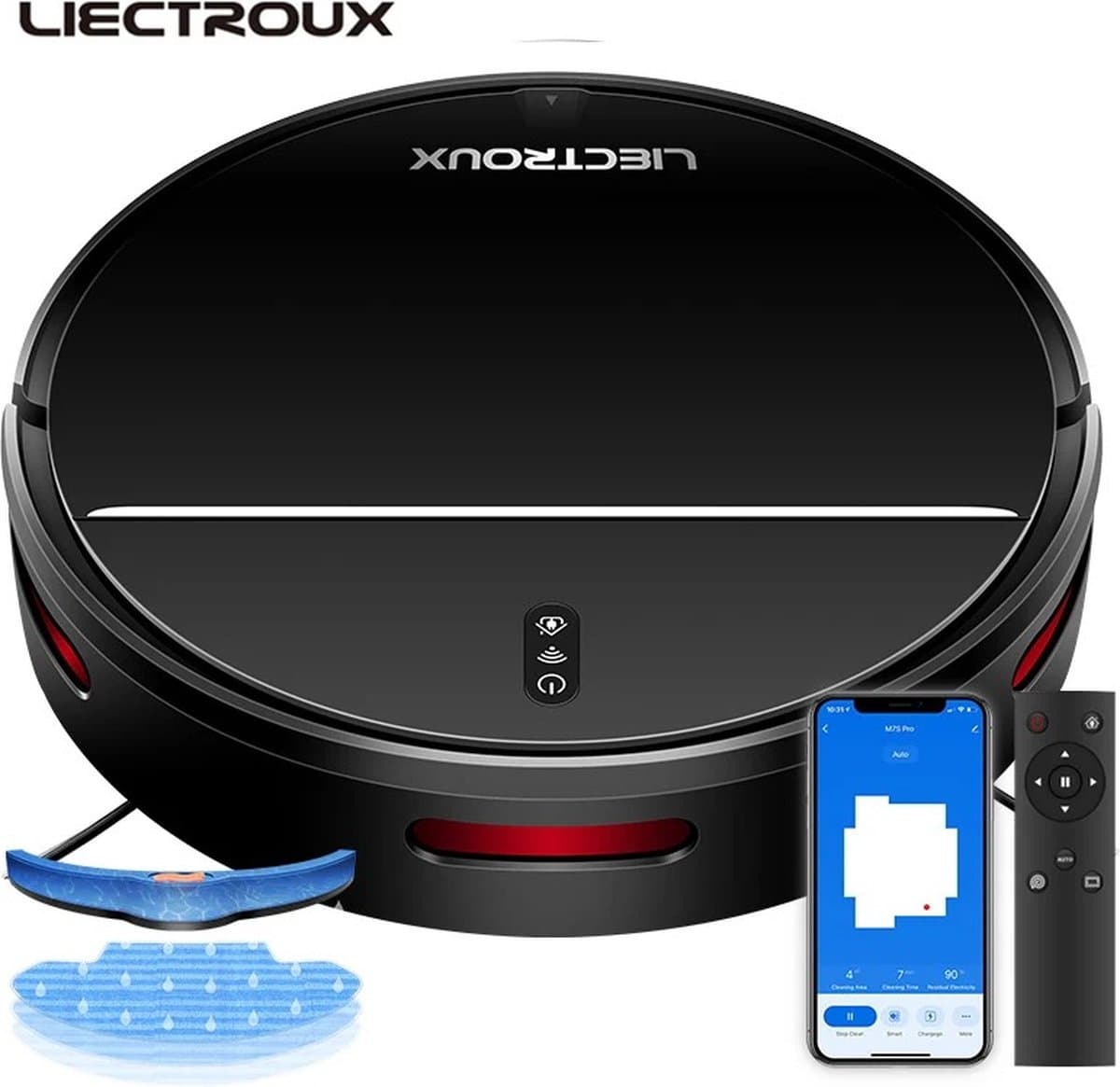 LIECTROUX® Model M7S PRO Robot Stofzuiger, Droog en Nat Dweilen Combo, Smart Mapping, WiFi App, 4KPa Zuigkracht, Borstelloze Motor, Werkt met Alexa en Google Assistant, Ideaal voor Huisdierhaar, Tapijt, Harde Vloer — afbeelding 1
