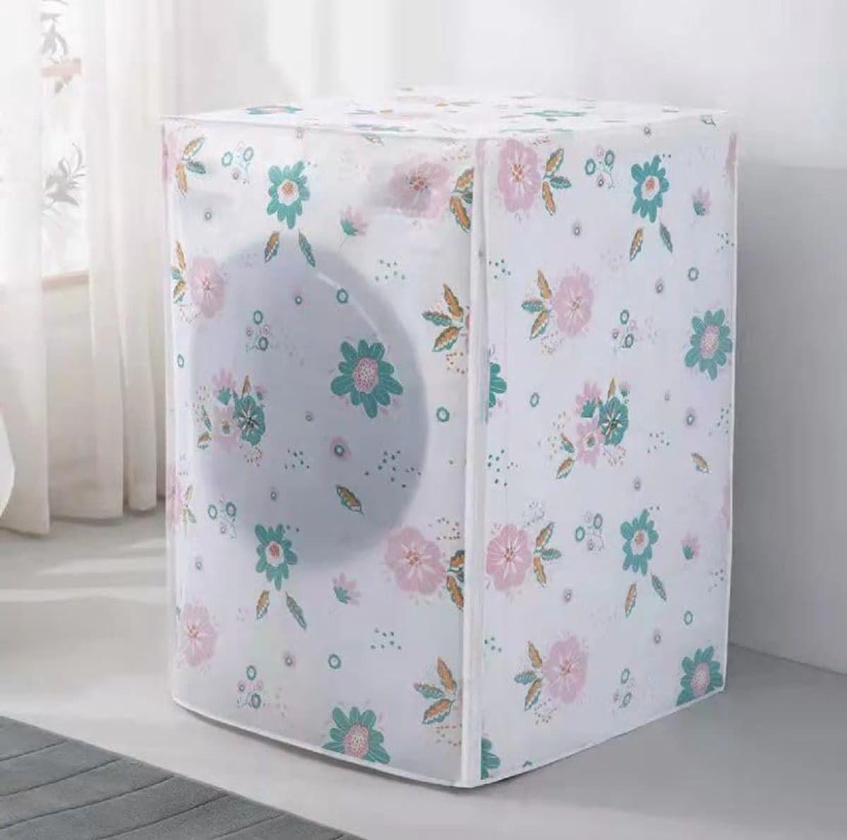 IBBO Shop - Wasmachine hoes - Wasmachine hoover - Wasmachine beschermer - Wasmachine overtrek - Waterdichte bescherming - Wasdroger beschermhoes - Hoes Cactus - tot 9 Kg - 63 x 62 x 85 cm - bloemen — afbeelding 1