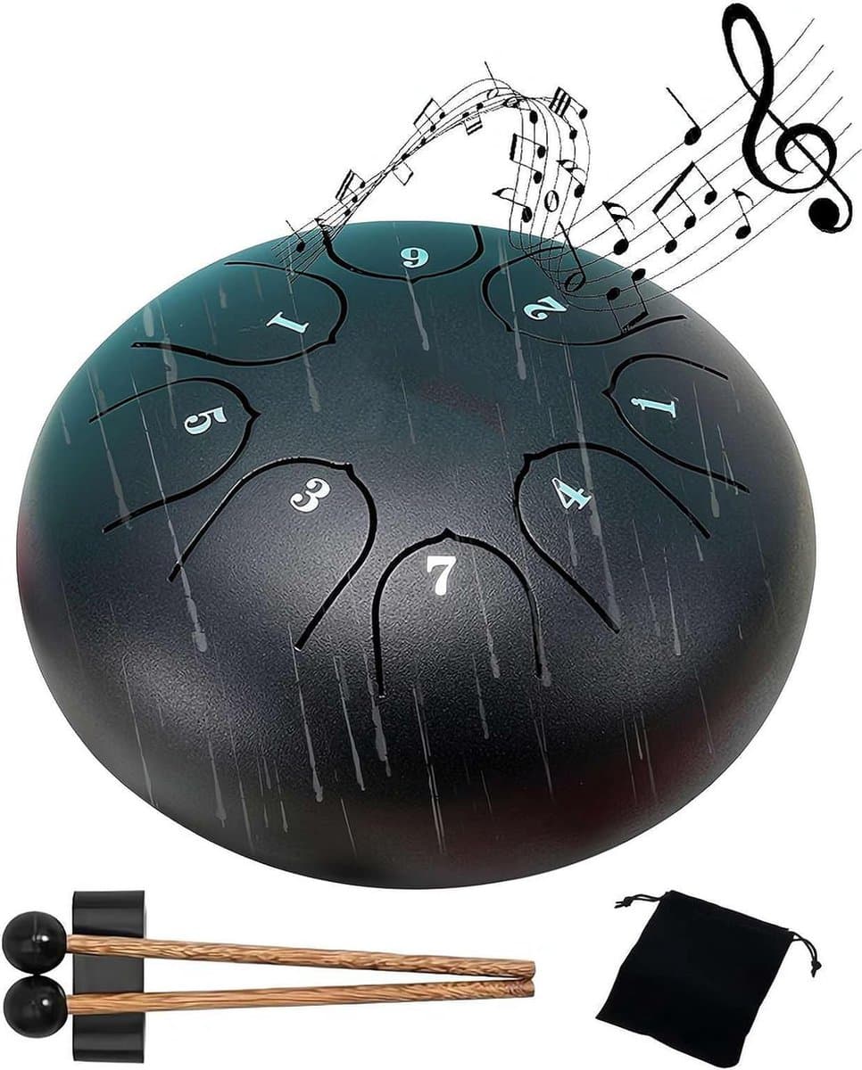 Regentrommel Chakra - 6-inch Stalen Tongtrommel - 8 noten - Meditatieve Regen Drum voor Yoga & Relaxatie — afbeelding 1