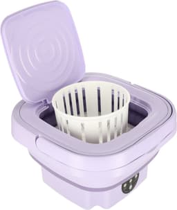 Mini Draagbare Kleine Opvouwbare Reiswasser Wasmachine - Kleding & Lingerie - 11L - Paars - Ideaal voor onderweg of op de camping — thumbnail 2