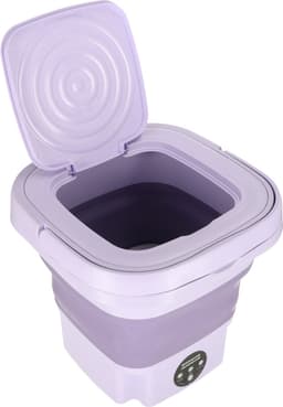 Mini Draagbare Kleine Opvouwbare Reiswasser Wasmachine - Kleding & Lingerie - 11L - Paars - Ideaal voor onderweg of op de camping — thumbnail 5