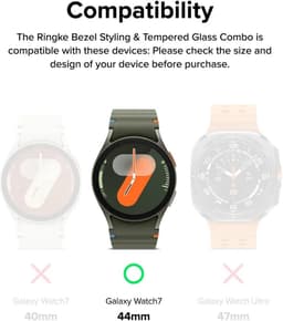 Ringke Bezel Styling + Tempered Glass Geschikt voor Samsung Galaxy Watch 7 44MM - RVS Watch Cover + Screen Protector - 44-99 Zwart — thumbnail 11