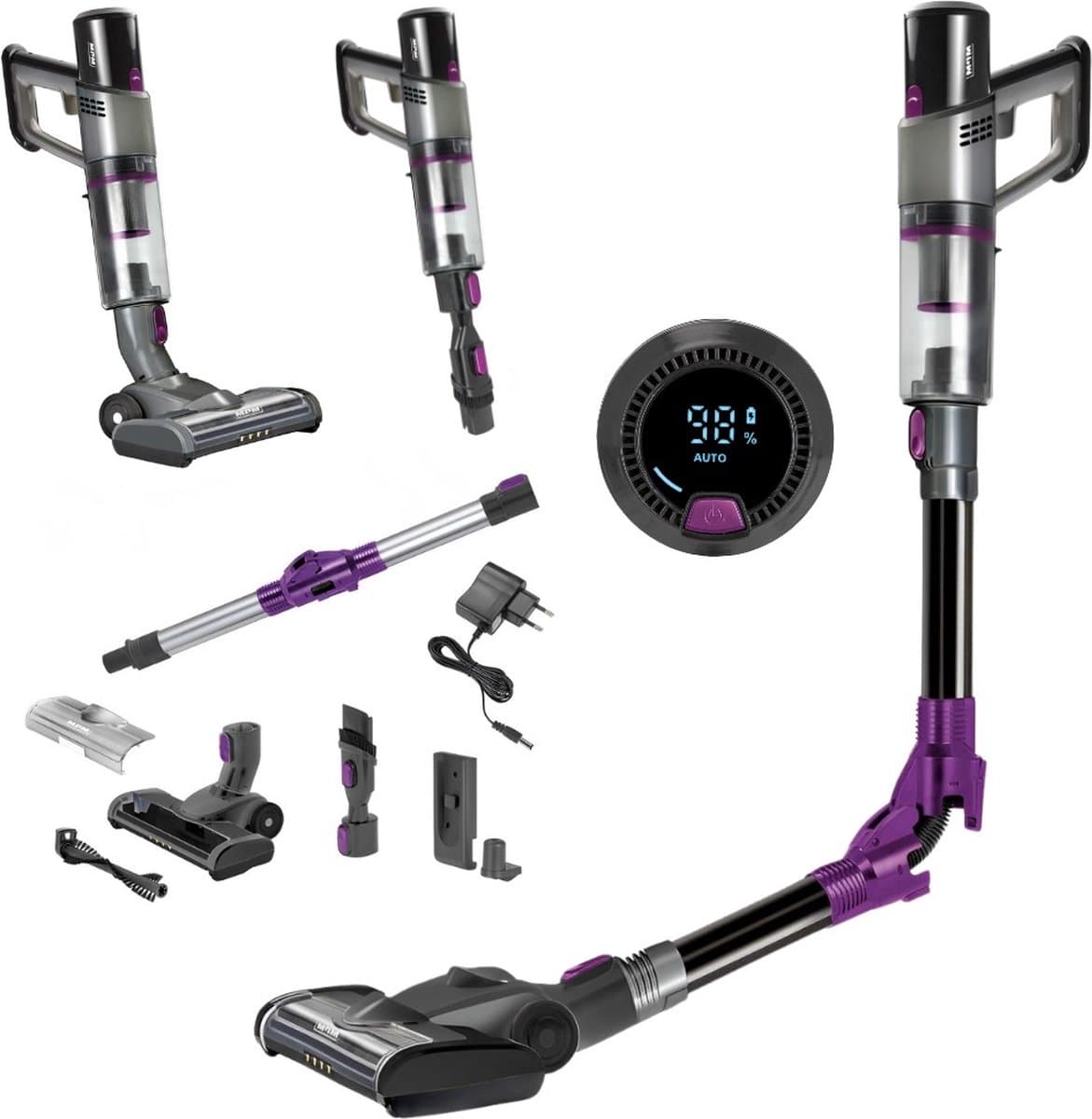MPM Draadloze Steelstofzuiger met Digitaal Display, Ingebouwde Smart Stof Sensor - 22.2V / 250W - Stofzuiger met Accessoires — afbeelding 1