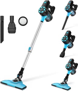 Stofzuiger zonder Zak – Op Accu – Vlekkenreiniger – Tapijtreiniger – Vacuum Cleaner – Draadloos – Extra Licht – Blauw/Grijs — thumbnail 1