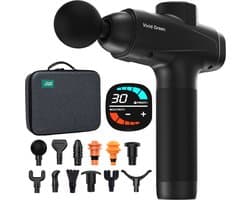 Vivid Green - Pro Massage Gun 12 Accessoires - Apparaat - Sport en Relax Massage - Draadloos � Professioneel - 12 mm - 2500 mAh � Zwart
