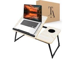 TrueLogic Alpha Bedtafel - Laptoptafel - Laptop standaard - Voor laptops t/m 17 inch - Ontbijttafel - Ontbijt op bed - White Wood