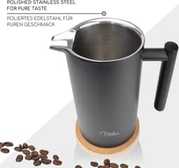 Milu Koffiepers 350ml 600ml 1L Roestvrij Staal Handmatige Koffiemachine - Zwart 600ml (3 Kopjes) — thumbnail 5