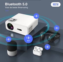 Reevi 2024 Model 4K Support - Mini beamer - Streamen vanaf je smartphone IOS&Android - 11000 Lumen - Projector - Incl Hdmi kabel & 2 ingebouwde speakers — thumbnail 4