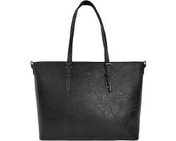 Qischa® - Grote schoudertas - handtas - luxe Skai leder - geschikt voor A4 map/laptop. Extra hoog. Ideaal te gebruiken voor school of werk - zwart