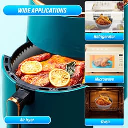 Siliconen vormen voor heteluchtfriteuse - Herbruikbare luchtfriteuse siliconen pot - Opvouwbare anti-aanbaklaag - Ronde luchtfriteuse matten - Met handvat - Airfryer-accessoires - Oven en magnetron - Set van 2 — thumbnail 2