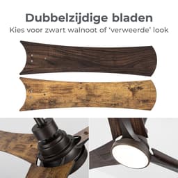 Goedewaere Plafondventilator - Met Afstandsbediening - Bruin - 2 Kleuren Bladen - Met lamp - Fluisterstil - Timer - Ideaal voor slaapkamer - Ventilator plafond - Verlichting - Plafondlamp — thumbnail 3