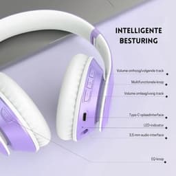 StayPowered Bluetooth Hoofdtelefoon - 65 Uur Non-stop Luisterplezier - Bluetooth 5.3 voor Stabiele Verbinding - Hifi Stereo Geluid - Comfortabele Opvouwbare Ontwerp - Ideaal voor Reizen en Kantoor - Wit/Paars - Levering Sneller dan Aangegeven! — thumbnail 5