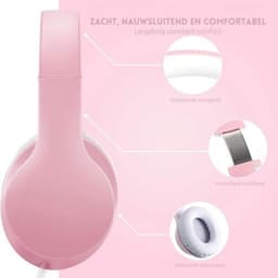 StayPowered Koptelefoon - Ingebouwde Microfoon - Lichtgewicht - Hoogwaardig Materiaal - Ademende Kussens - Roze/Wit - 1,5m lange Snoer - Opvouwbaar en Draagbaar - 3,5mm Aansluiting - Levering Sneller dan Aangegeven! — thumbnail 4