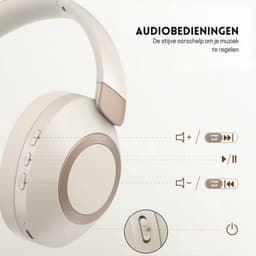 StayPowered Draadloze Hoofdtelefoon - 50 Uur Playtime Voor Onbeperkt Luisterplezier - Diepe Bassen - Opvouwbaar Ontwerp - Bluetooth 5.3 - Ingebouwde Microfoon - Ergonomische Pasvorm - Beige/Wit - Levering Sneller Dan Aangegeven! — thumbnail 3