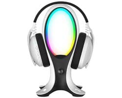 Subsonic 4‑in‑1 Gaming Headset Stand – RGB Verlichting – USB‑C & USB‑A Hub – Verlichte Game Figurines + Stroomkabel