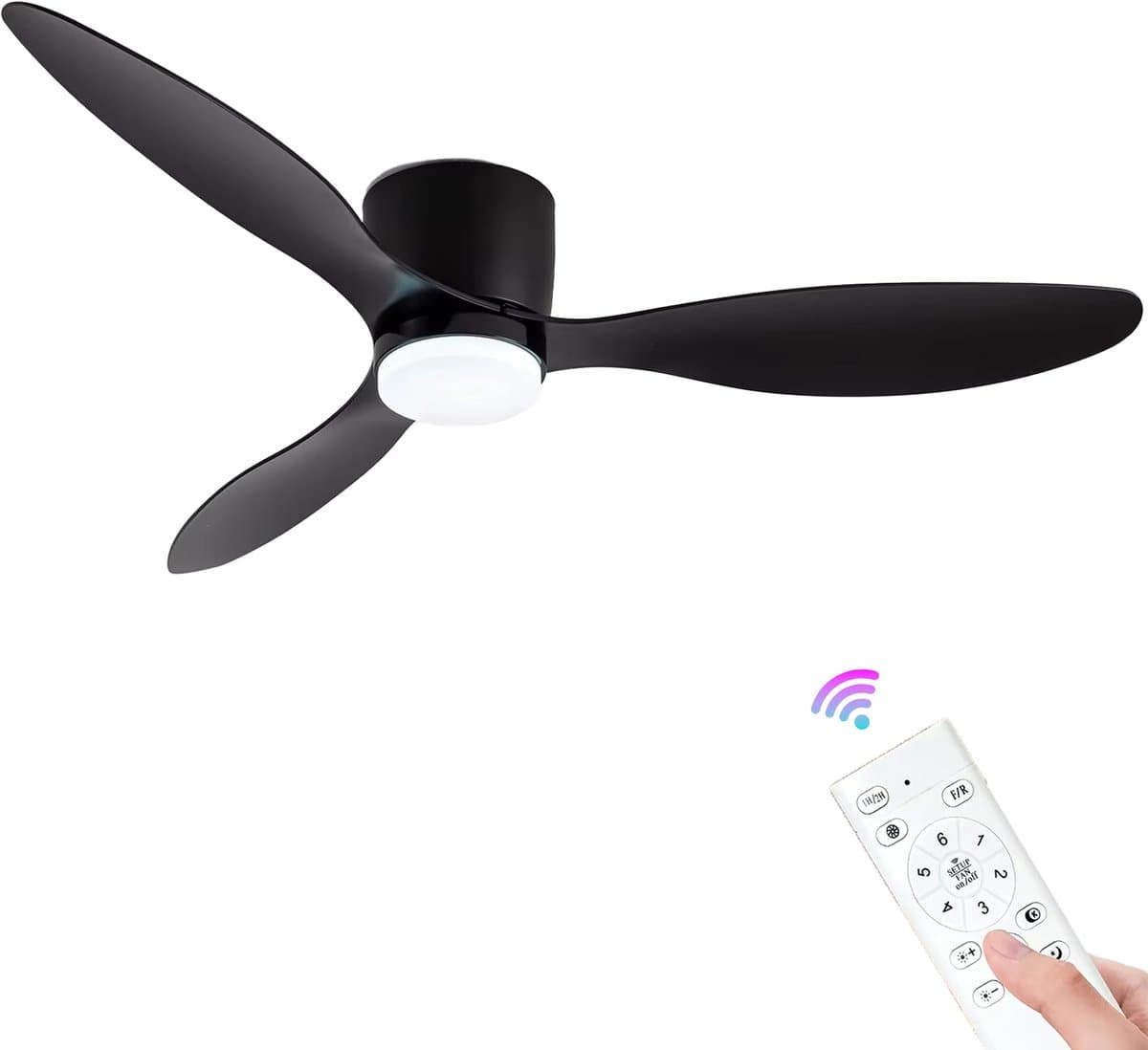 CL CHLIN® Trio Plafondventilator zwart met LED Verlichting – 52 Inch – Hoge Luchtstroom – Dual-Mode Licht – Met Afstandsbediening & Timer – Voor Woonkamer & Slaapkamer — afbeelding 1