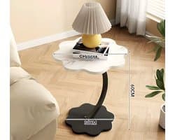 Bijzettafel - Bijzettafel bloemvormig - Laptoptafel - Tafeltje - Banktafel - Bedtafel - Laptop desk - Koffietafel - Wit marmer