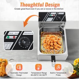 Friteuse - 6L – Frituurpannen - 2500W – Elektrische - RVS – Temperatuurregeling – Voor Thuis - en Horeca – Incl. Frituurmand - Lichtgrijs — thumbnail 6